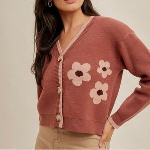 Hem & Thread NWT Floral Cardigan, Size medium